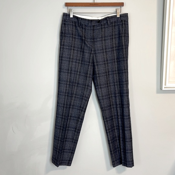 Kiton black blue and gray plaid woven trousers cashmere blend luxury size 48 - Picture 1 of 13